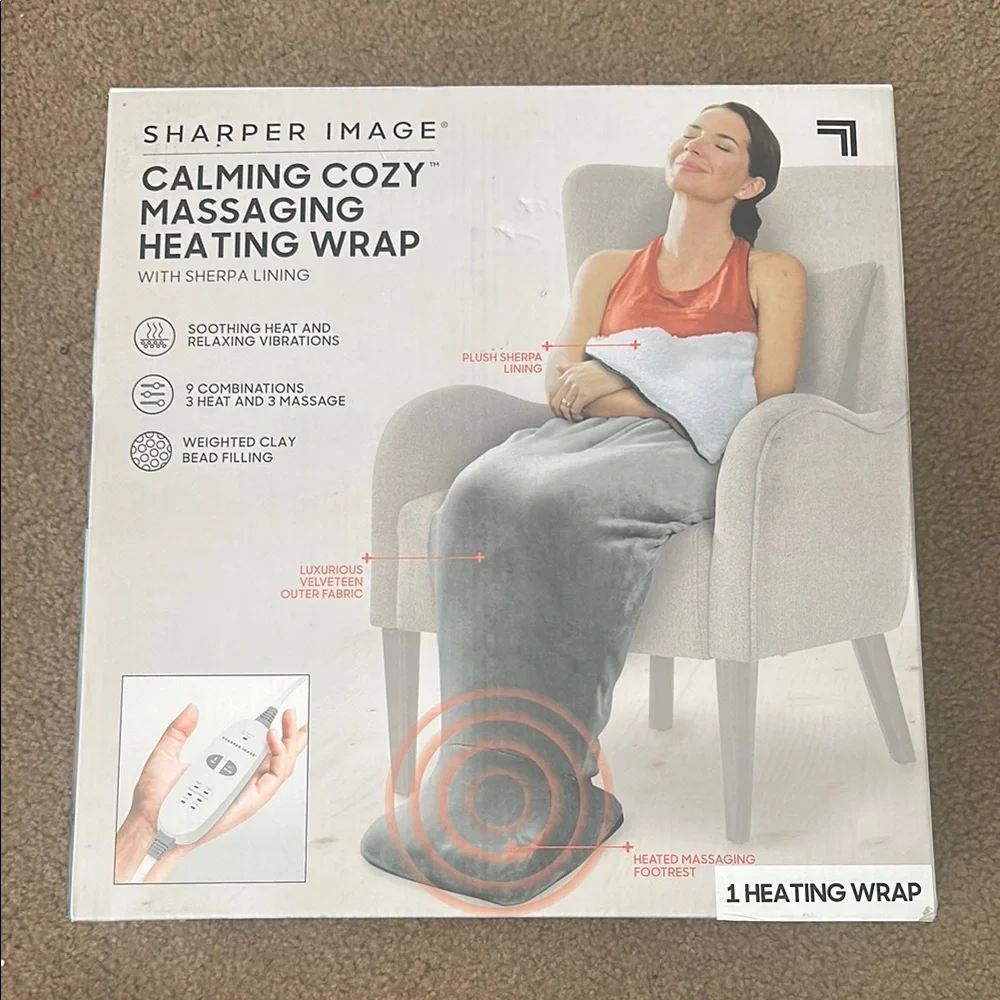 Sherpa Wrap Sharper Image Calming Cozy Massaging Heat Wrap